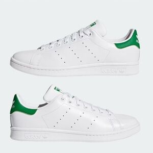 adidas White and Green Stan Smith Sneakers